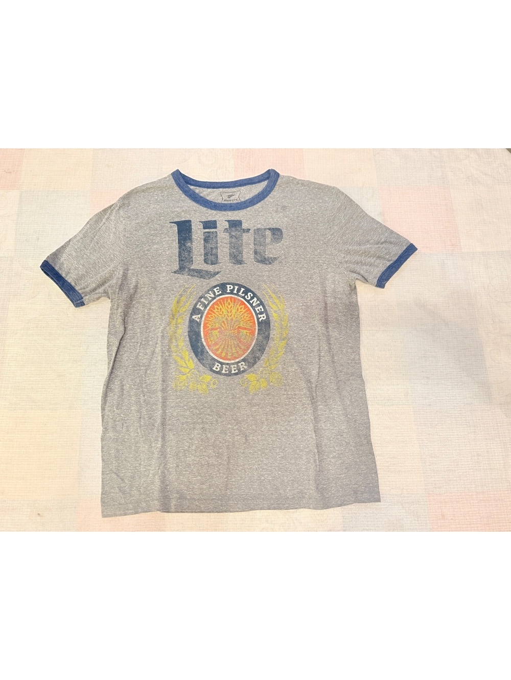 Miller Lite gray ringer T-shirt
